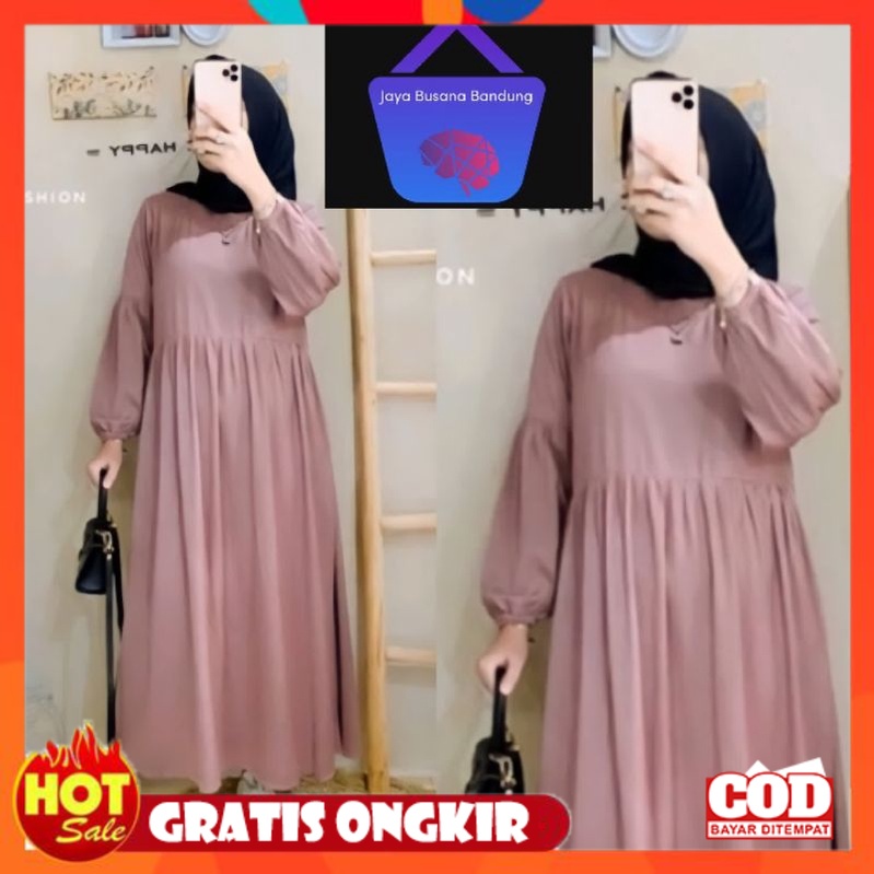 KAIN ADEM HALUS TEBAL / Midi Dress Kayla Long dress Tunik Katun Rayon Twill Premium Wanita Muslim Mo