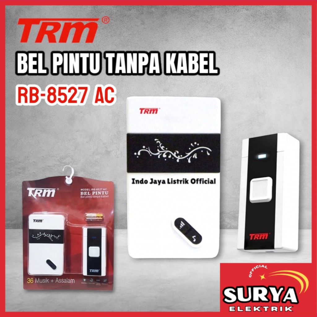 Bel Pintu Wireless TRM EU Plug Tanpa Kabel Waterproof 36 Nada + Assalam