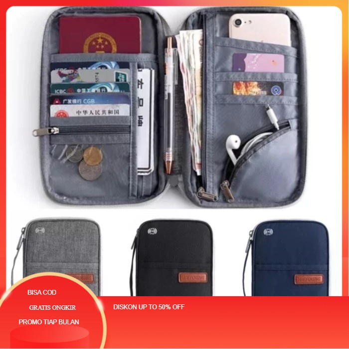 Korean RFID Passport Holder / RFID Passport Wallet - Medium, Grey