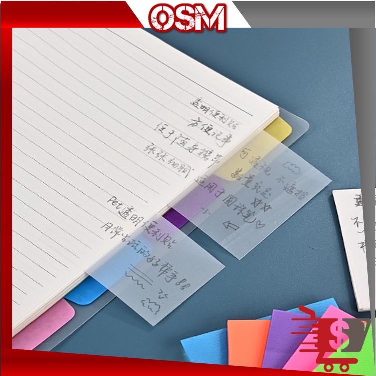 

OSM - S5881 Sticky Note Transparan Tahan Air Untuk Kantor Sekolah / Transparan Sticky Note 50 Lembar / Sticky Note Untuk Pelajar