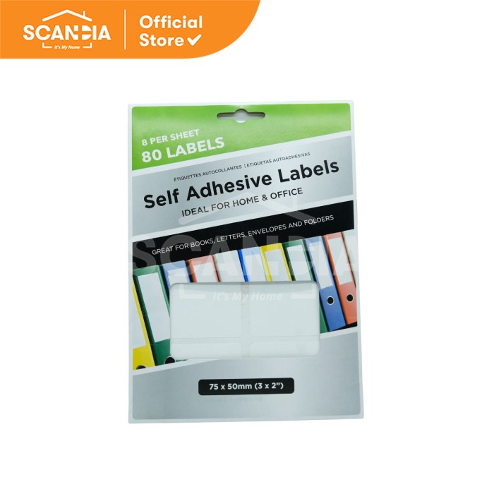 

SCANDIA Stiker Label Adhesive Labels 75x50mm 80PK White (SL0004)