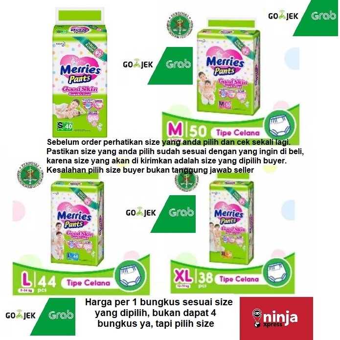 Merries Pants Jumbo S40/M50/L44/XL38/XXL28 / pempes merries jumbo/ merries pants good skin / pempers