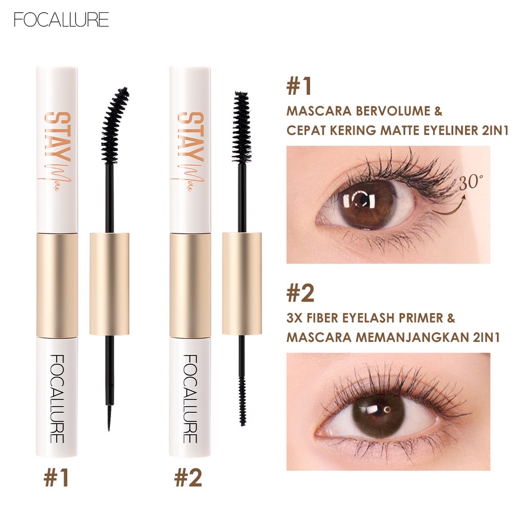 (CTG) FOCALLURE 2 In 1 Waterproof Maskara & Eyeliner fiber eyelash primer