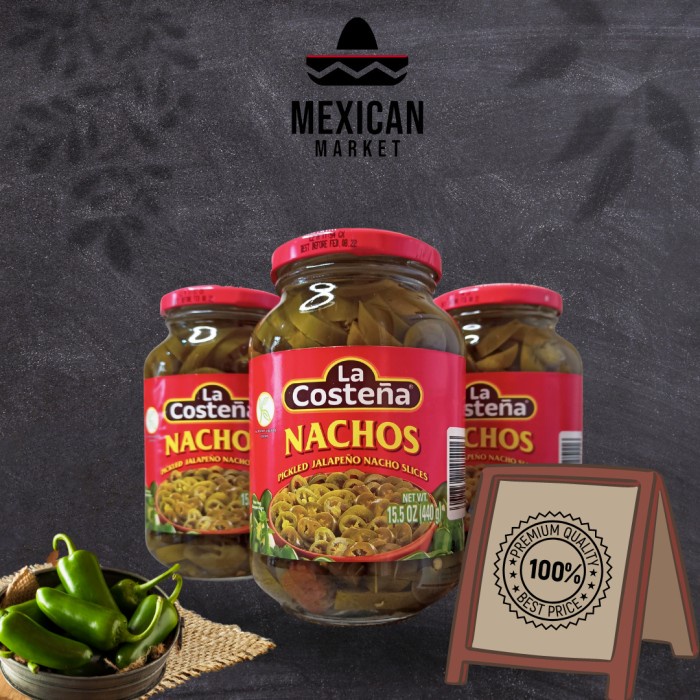 

La Costena Pickled Jalapeno Nacho Slices - 440 gr jar, Rp. 125/gr