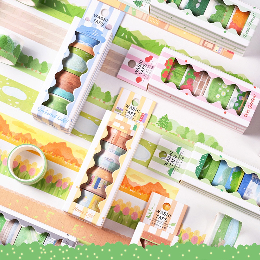 

4 Rolls GRID PATTERN Washi Tape Deco Masking Tape Jurnal DIY Scrapbook Solatip