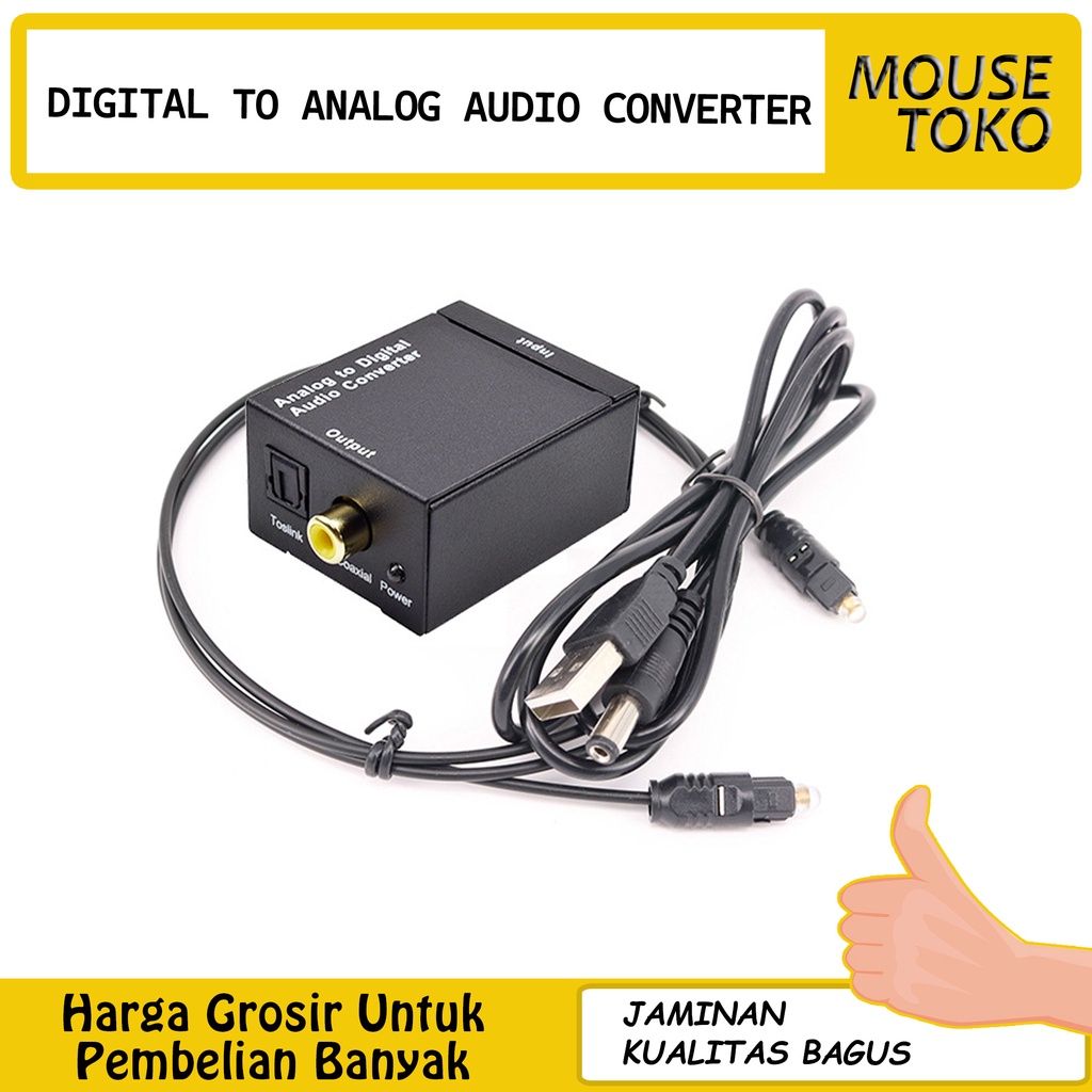 [mouse toko] Toslink Digital to Analog Audio Converter  To RCA TV / PAKET LENGKAP AUDIO CONVERTER DA