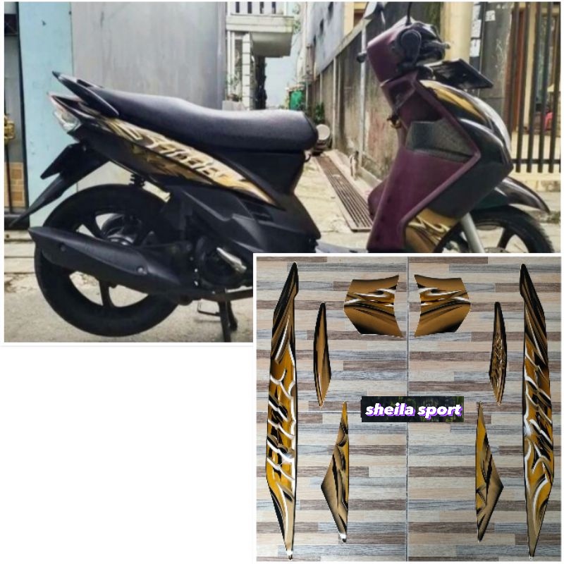 striping mio soul stiker Yamaha Mio soul hitam gold tahun 2010 2011