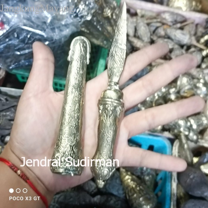 

ajimat tombak full kuningan dan rangka dong pring Murah Meriah JD21 murah