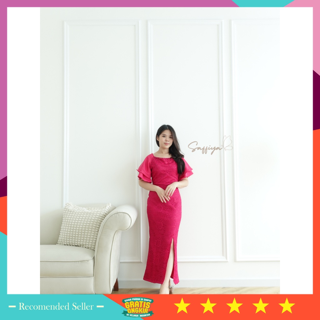 Baju Lebaran Natal Dress Murah Wanita Korean Style Keren - SAFFIYA - Elishua Dress PREMIUM / [ S, M 
