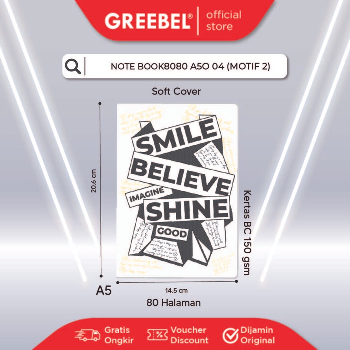 

GREEBEL NOTEBOOK 8080 A5O 04 /Agenda /Planner /Buku Catatan 80 Halaman - PUTIHSMILE