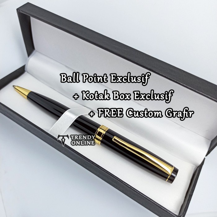 

Pulpen Hitam Klip Emas + Box, FREE GRAFIR Cetak Nama, Pen Klip Emas - Hitam Klip Emas