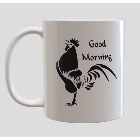 Gelas Hadiah | Mug Cangkir Black Rooster Crowing