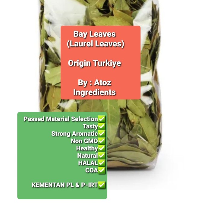 

COD - Turky - Bay Leaves Dried 500gram/ Daun Salam Import 500gram
