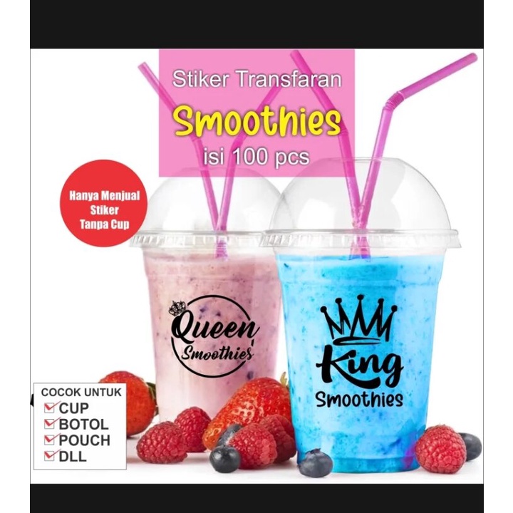 Stiker minuman drink transparan Smoothies 100pcs SRTICKER MINUMAN KEKINIAN