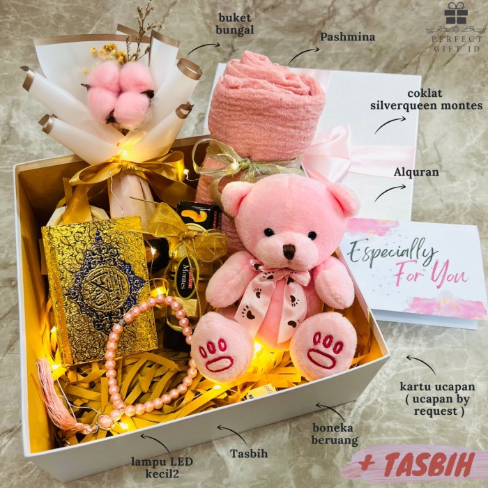 

[BEST SELLER] Kado Ulang Tahun / Kado Anniversary/ Hampers Ultah / Hampers Hijab + Tasbih, Pink