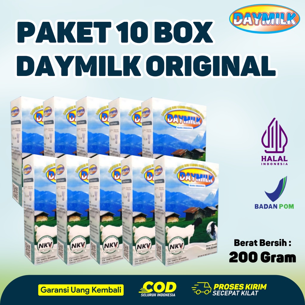 

[ PAKET 10 BOX ] Daymilk Rasa Original - Susu Kambing Etawa Premium Bubuk - 200gr Halal BPOM