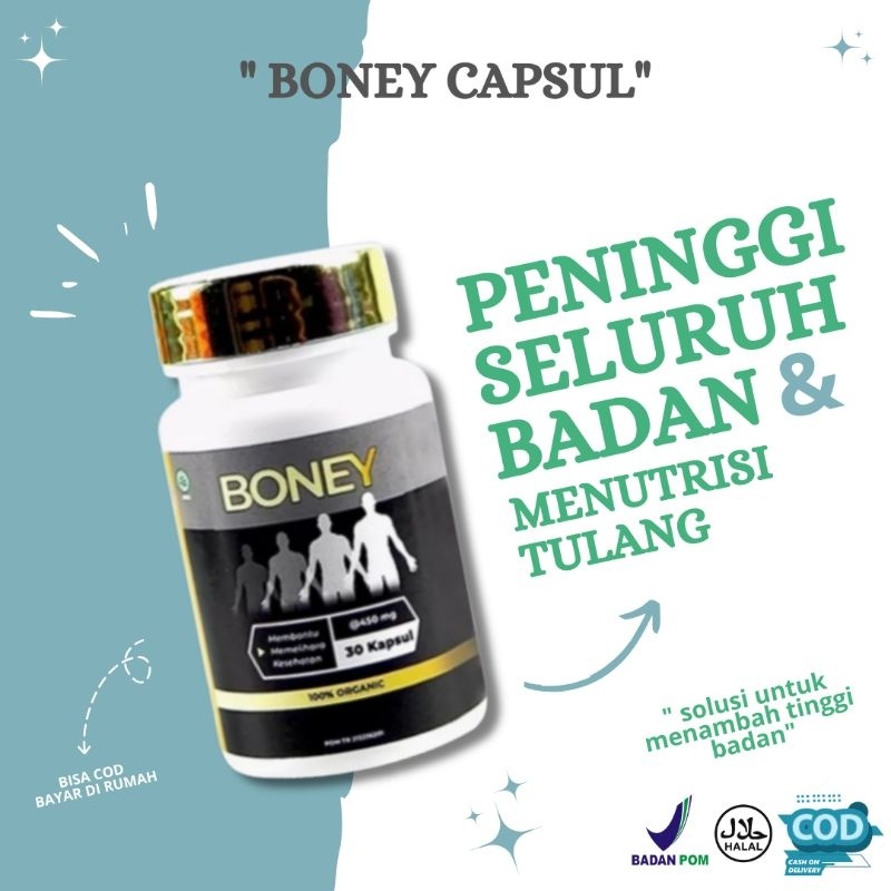 BONEY KAPSUL PENINGGI HERBAL/ NAIK 5-15CM / SUPLEMEN PENINGGI BADAN / BONEY KAPSUL ORIGINAL / PENAMB