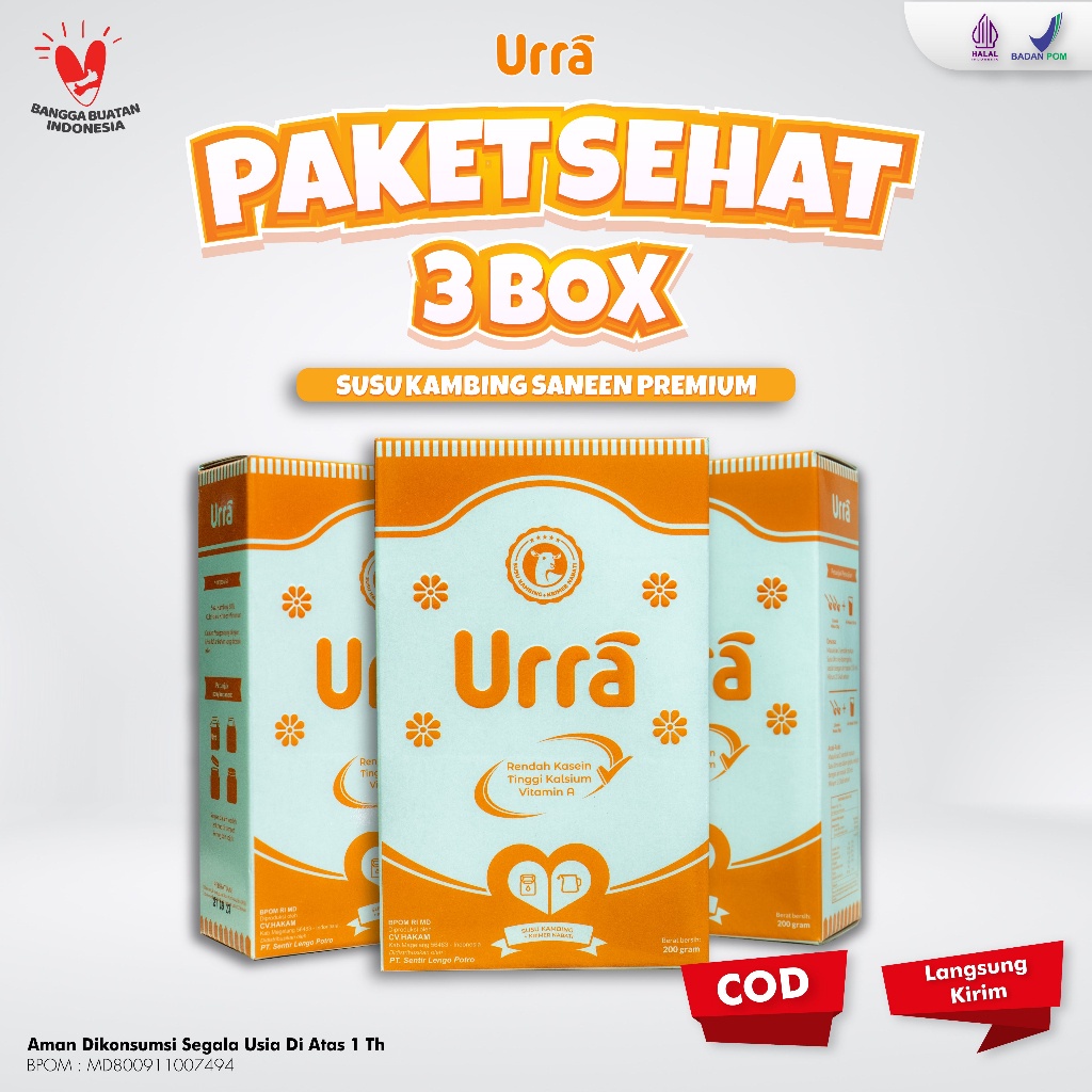 

Susu Urra 200gr - Paket 3 Box Susu Kambing Saneen Premium Bantu Mengobati Masalah Penafasan