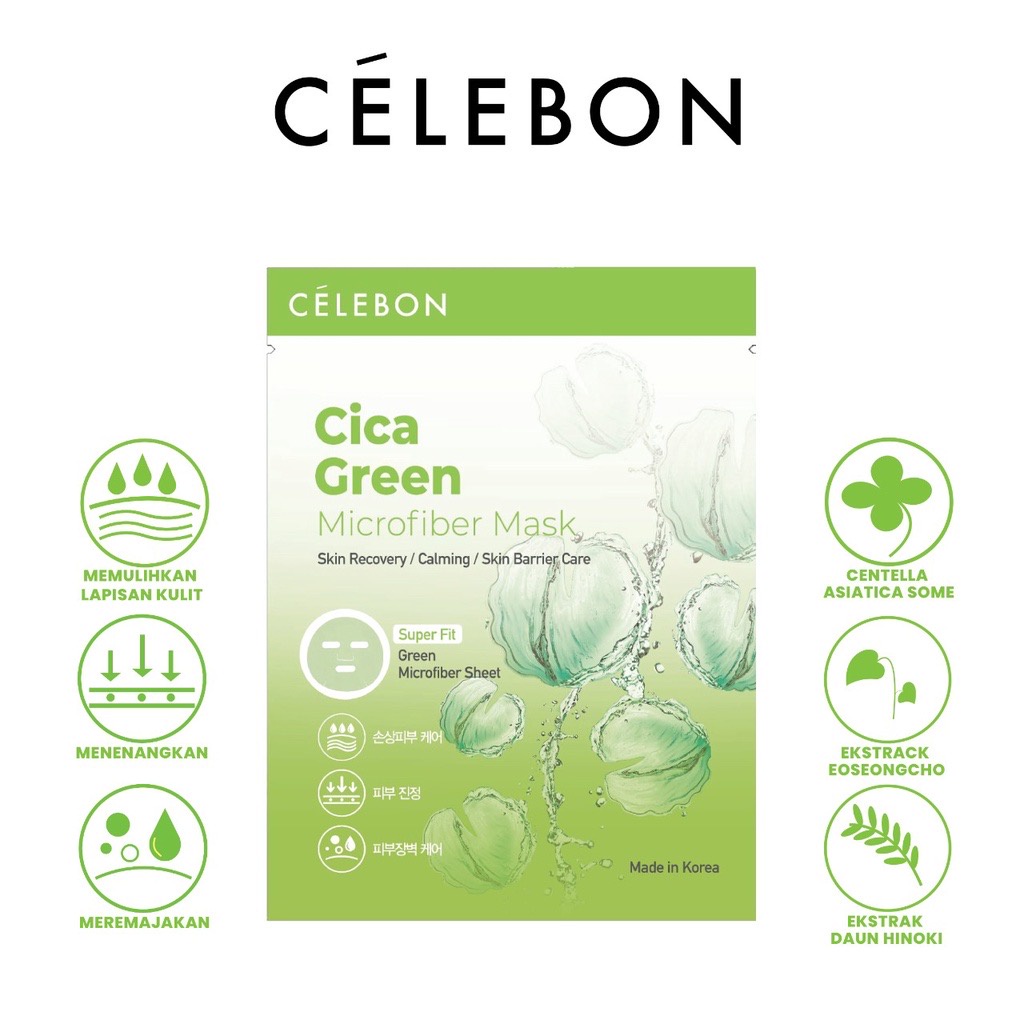Celebon Cica Green Microfiber Mask | 23g