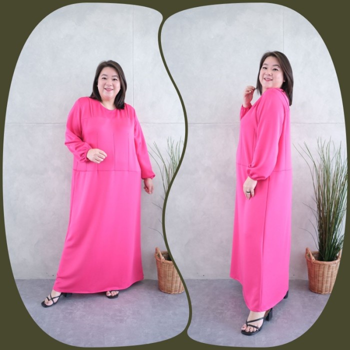 1670 GAMIS JUMBO CLARA 3XL LONG DRESS LD 130 - 150 BIG SIZE PANJANG BI