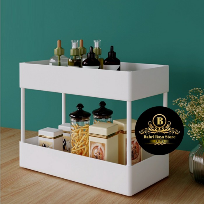

Rak Bumbu Dapur Rak Dapur Serbaguna Rak 2 Susun Portable Rak Kosmetik - Putih