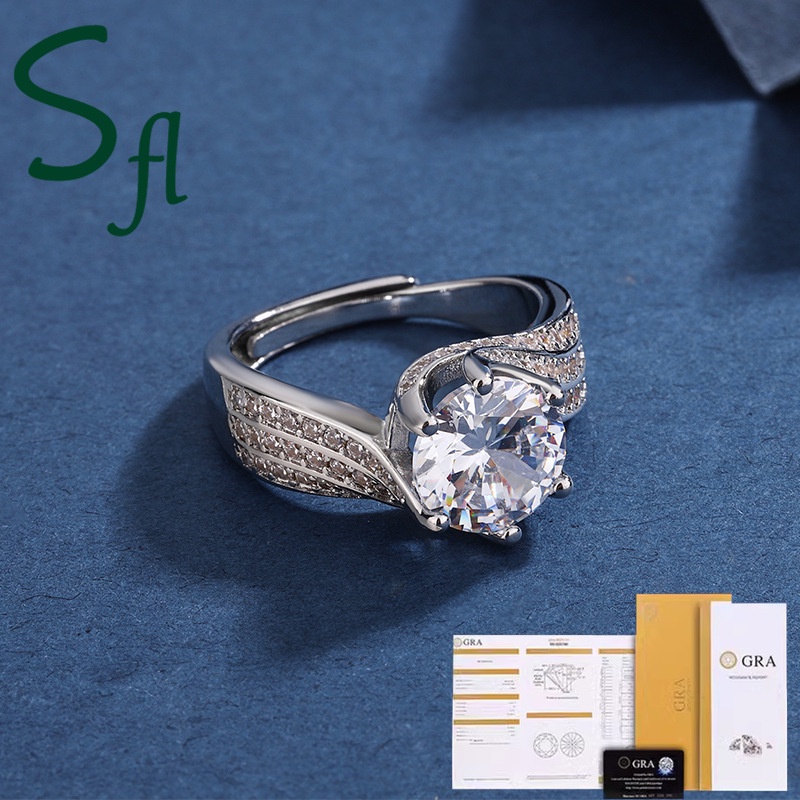 SFL Cincin Pernikahan Mewah 5 Karat Moissanite, Cincin Lamaran Hari Valentine（Dengan Sertifikat GRA）