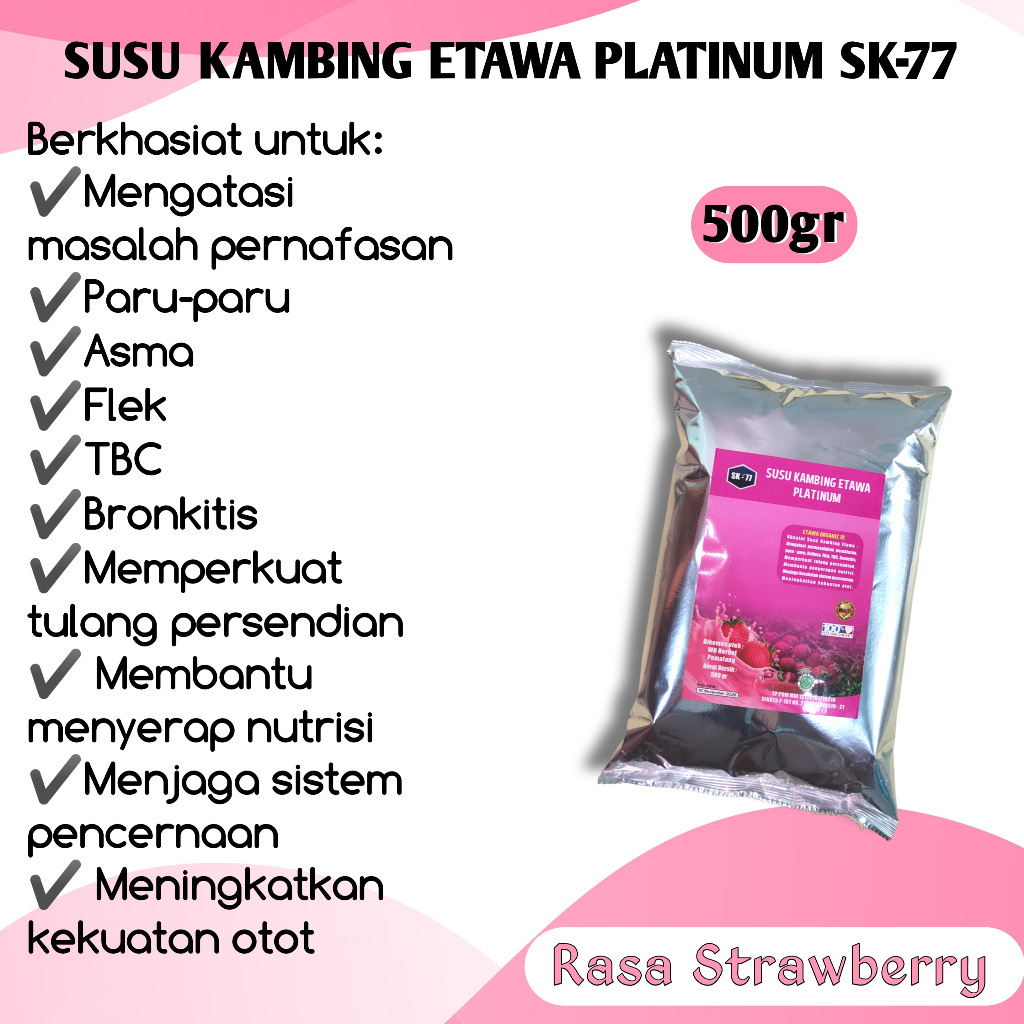 

SUSU KAMBING ETAWA SK77 PLATINUM 500GR RASA STROBERI