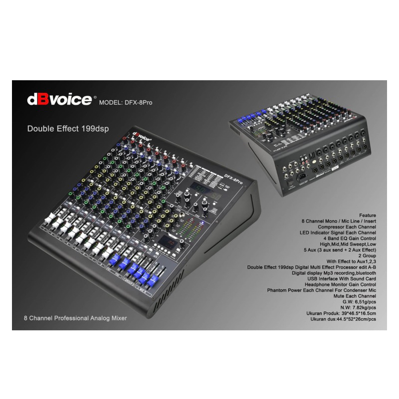 Mixer Audio dB Voice  DFX 8 Pro Original 8 Channel dBvoice DFX 8PRO