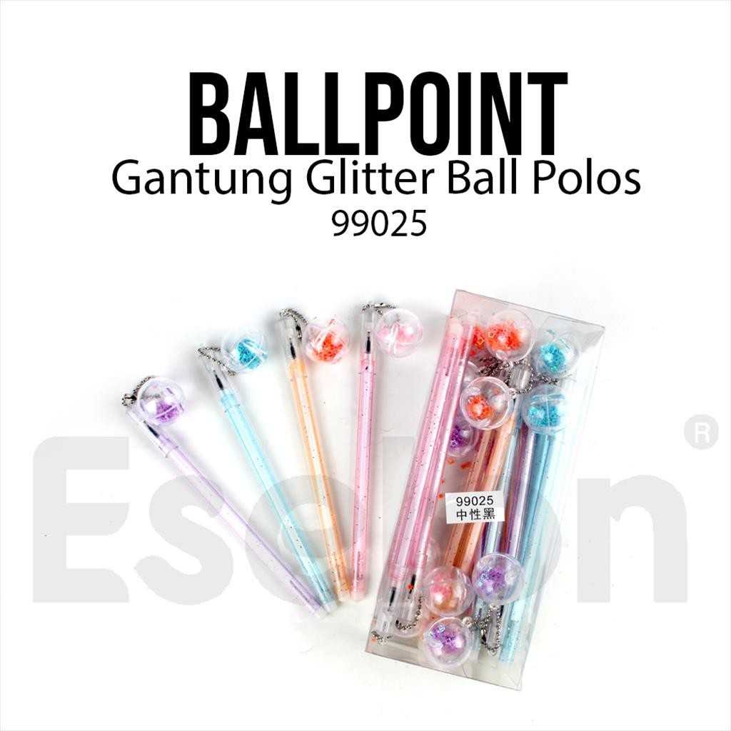 

[ES.JKT]1pak Pulpen Glitter Ball Polos 99025 / 12pcs Pulpen gel gantung Bola