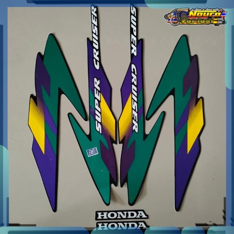 Stiker striping honda tiger 1997 hitam hijou stiker motor  standar bagus