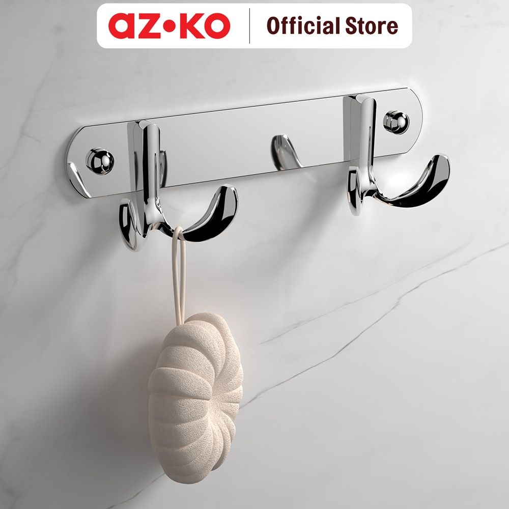 AZKO Fosa Gantungan Dinding Kamar Mandi 2 Kait Basic 2901-2 - Silver Bathroom Hook Kaitan Dinding Se