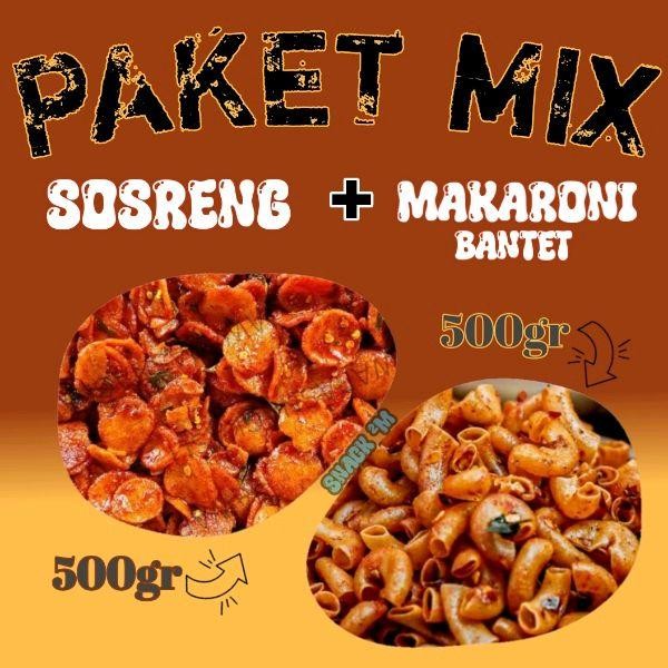 

SOSRENG + MAKARONI BANTET = 1kg paket mix kemasan Snack 2m Makanan snack makaroni snacks