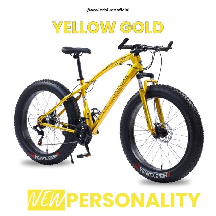 Sepeda MTB Fat Bike 26 inch Xavior XVCM SUPER JAGUAR 21 speeds - Yellow Gold, XL