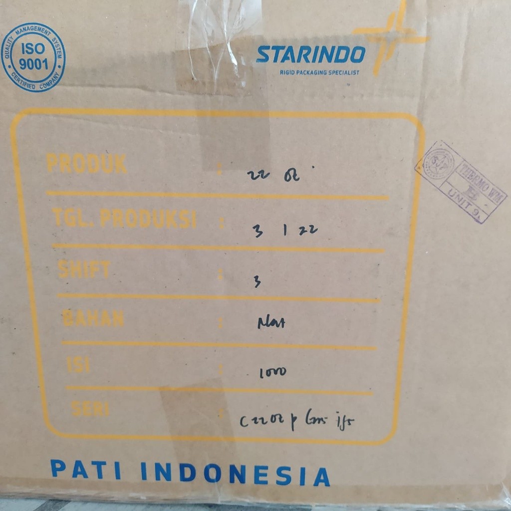 gelas cup 22oz datar tebal starindo 1000pcs