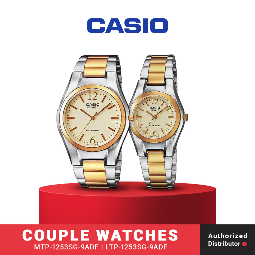 Jam Tangan Couple Casio General MTP-1253SG-9ADF x LTP-1253SG-9ADF Original Analog Stainless Steel Mu
