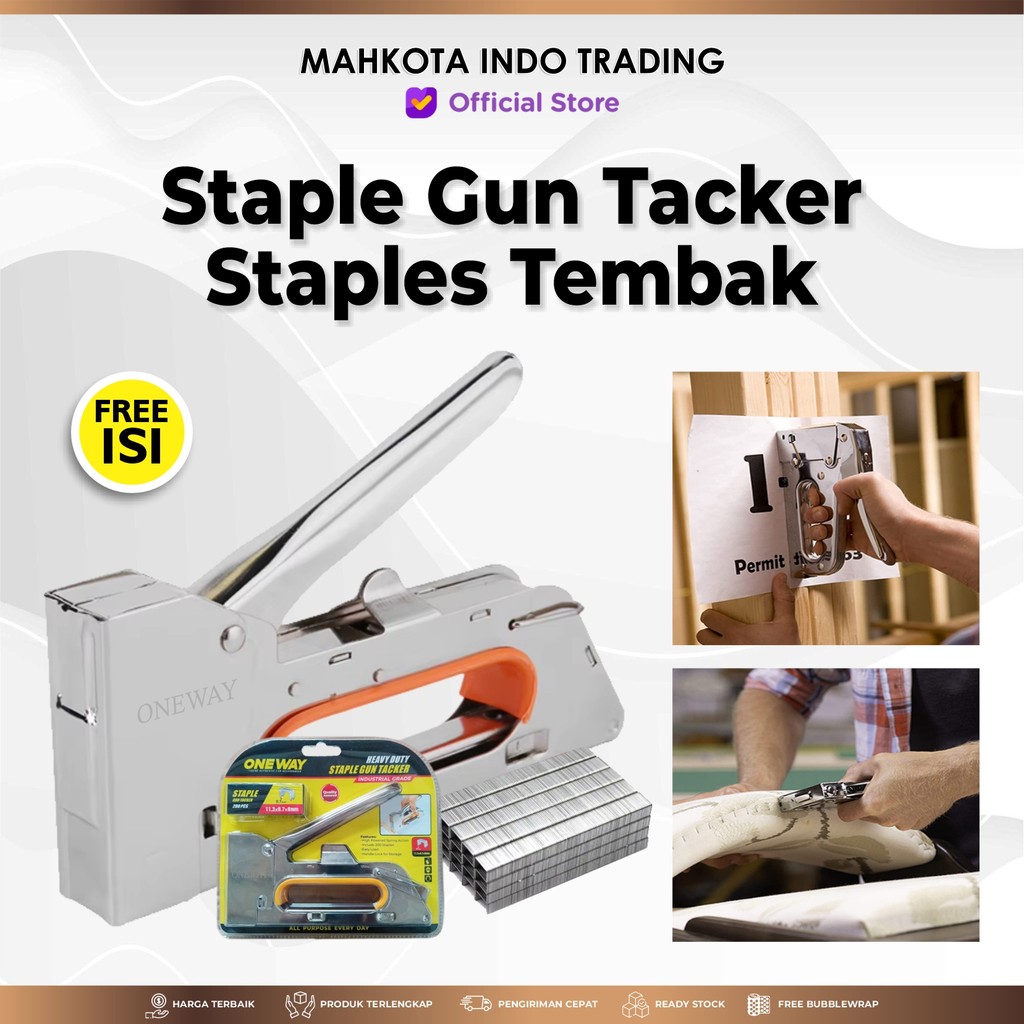 Stapler / Staples / Steples Tembak Staple Gun Tacker Jok Motor Stepler Tembak Bagus Original