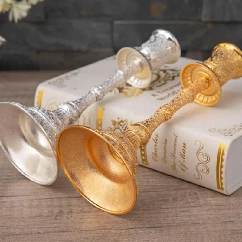 

2pc European Style Metal Candlestick Candles Holders Gold Silver Dropshipping Wedding Ramadan Eid Religion Decorations Home