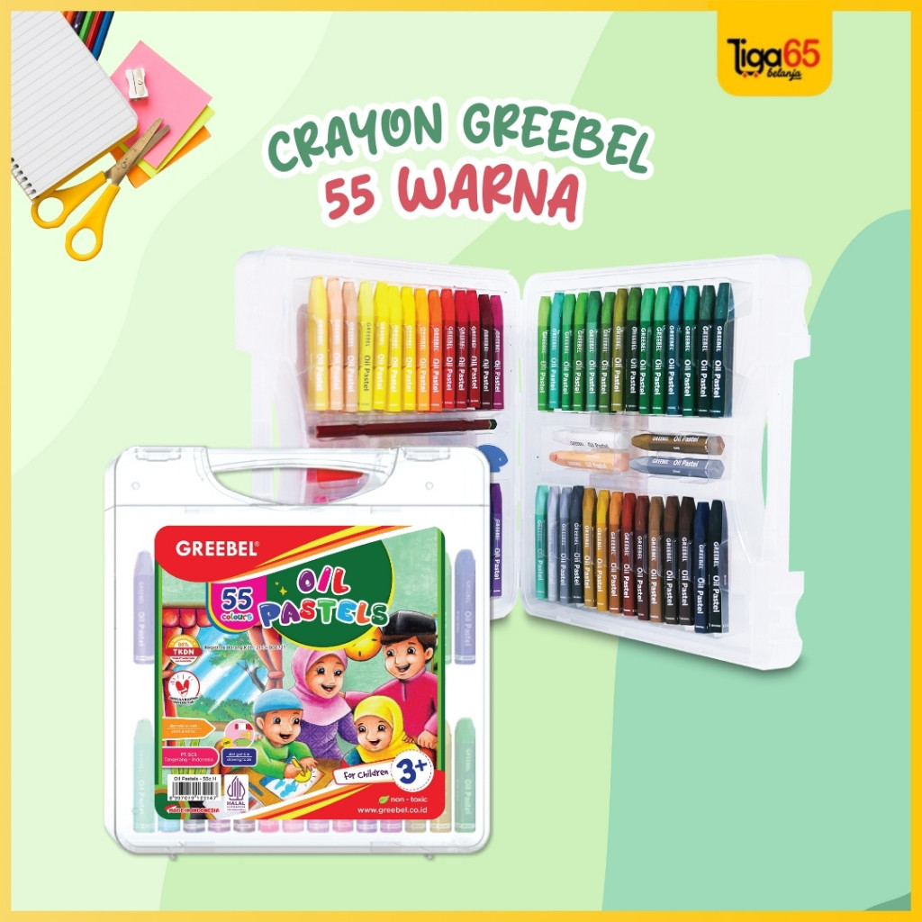 

Greebel Crayon Krayon 55 Warna Halal / Crayon Oil Pastel Halal 55 / Crayon Greebel 55 (55C Halal Family)