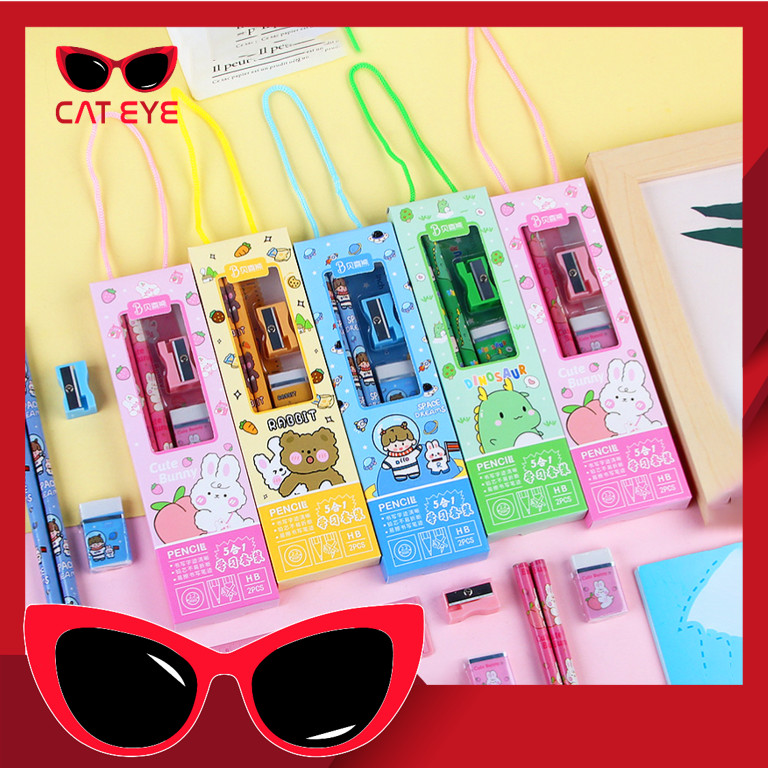 

PROMO - S5989 Set Alat Tulis 5 in 1 / Set Alat Tulis Kartun / Set Alat Tulis 5 in 1 Lucu / Set Alat Tulis Anak Motif Kartun