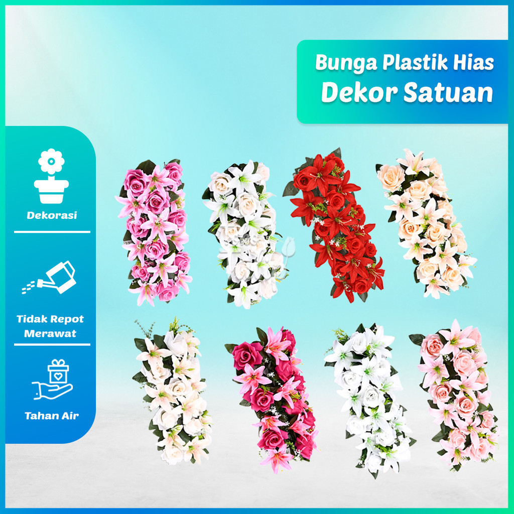 Bunga Plastik Dekorasi Dinding  Persegi Bunga Imitasi Cantik Untuk Dekorasi Ruang Wedding Pernikahan