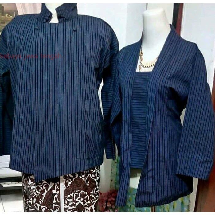 LURIK kebaya wanita BAJU COUPLE LURIK ADAT JAWA SURJAN PERANAKAN BAJU SURJAN LURIK BIRU KEBAYA LURIK
