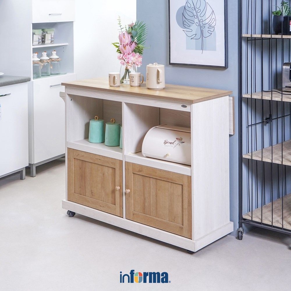 Informa Galya Rak Troli Dapur - Putih Tempat Penyimpanan Multifungsi Storage Trolley Wheels Rack Per
