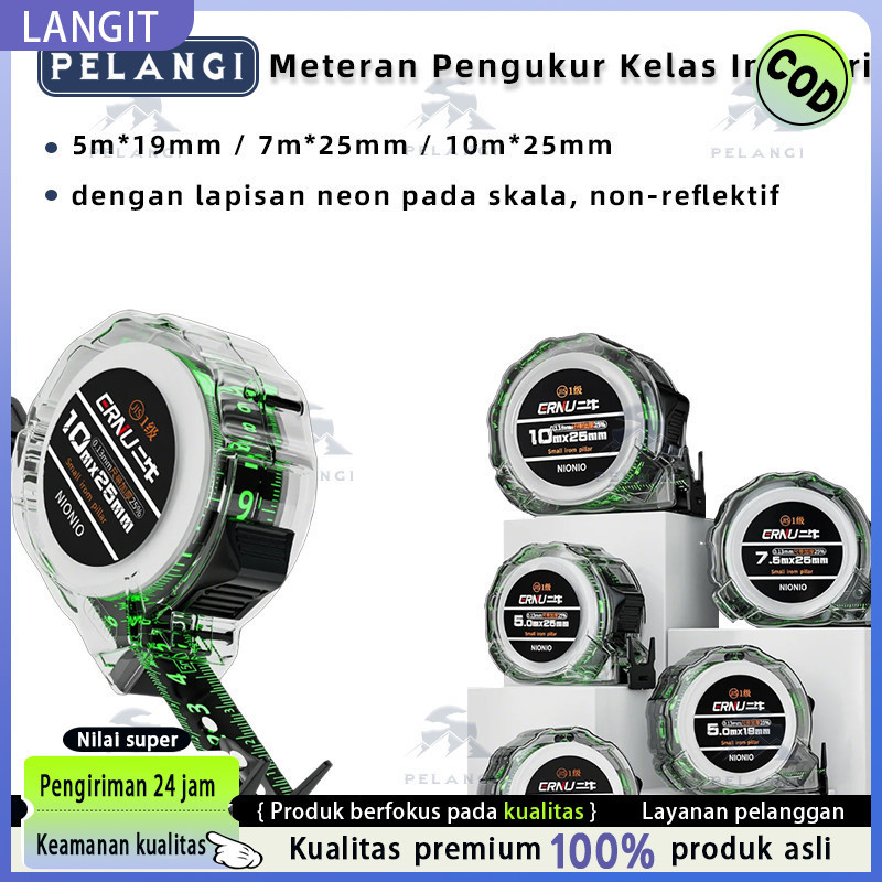 

Usefultools 10m Penggaris neon berteknologi hitam meteran anti karat dengan pita pengukur impor menebal penggaris Meteran Tukang 10 meter tahan banting Meteran Pengukur Kelas Industri Presisi Tinggi alat ukur meteran