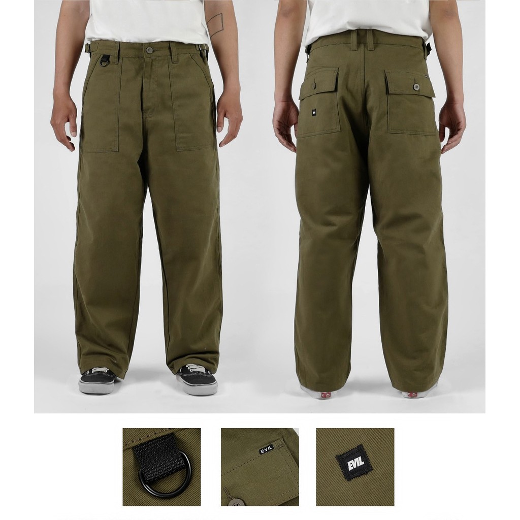 CELANA PANJANG CHINO CASUAL PRIA OLIVE ORIGINAL EVIL ARMY | CRUSHER A25 OLIVE