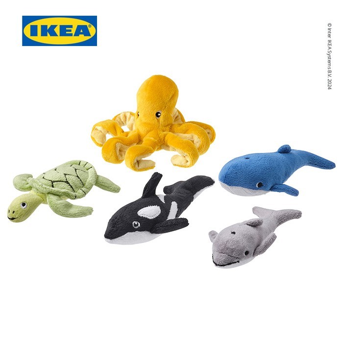 IKEA BLÅVINGAD Boneka Mini Hewan Laut Set Isi 5pcs