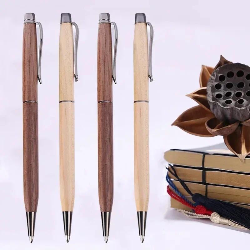 

0.5mm 1Pcs Large Capacity Walnut Maple Wooden Ballpoint Pens Office Signature Pens Students Writing Painting School Kawaii Gifts