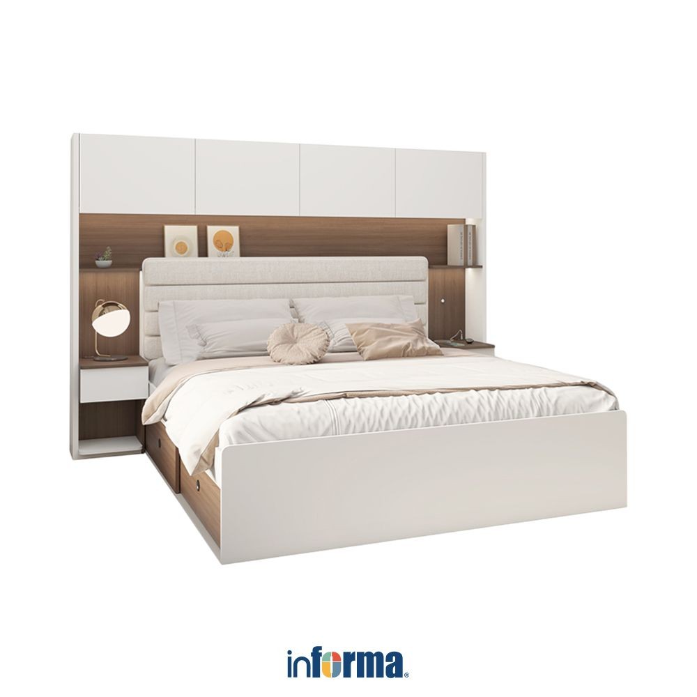 Informa Iora Tempat Tidur Queen Dengan Headboard - Putih Bed Ranjang Kasur Perabot Tidur Furniture D