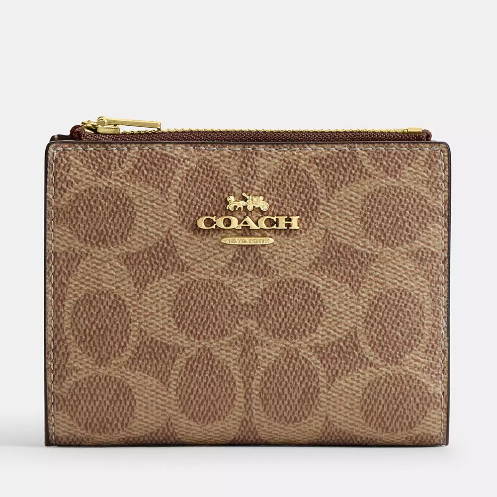 Coach Bifold Wallet Signature Tan Brown