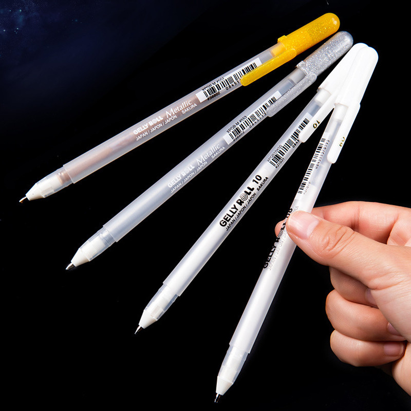 

Japan Sakura Gelly Roll Gel Ink Pen Set Gold White Silver Gray Cool Colors Highlight Drawing Marker Pen Art Supplies Stationery