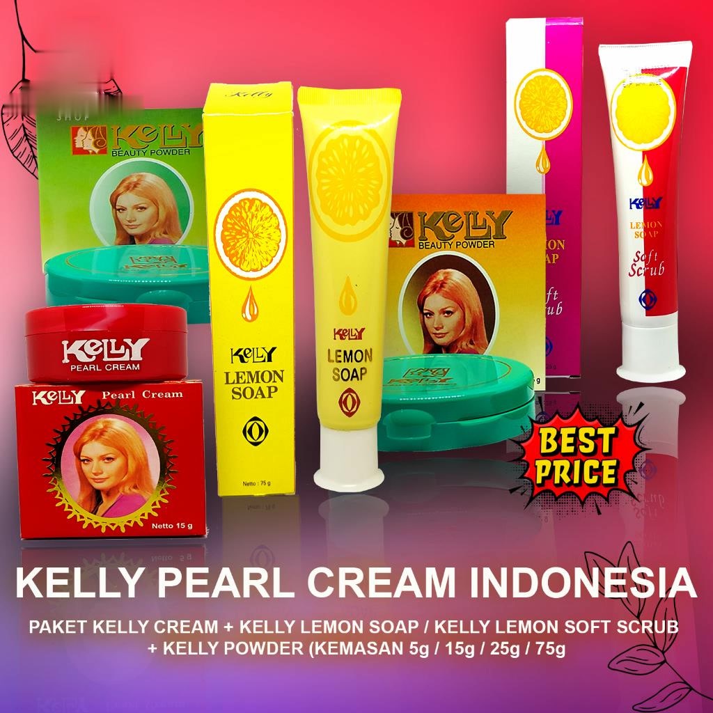 [ORIGINAL BPOM] KELLY PEARL CREAM INDONESIA KEMASAN 15 GRAM / PAKET KELLY PEARL CREAM+SOAP+BEDAK